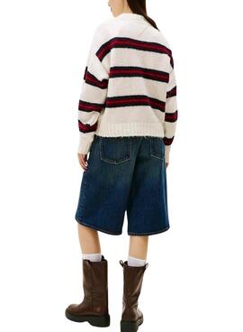 Jersey Tommy Jeans Fluffy rayas para mujer