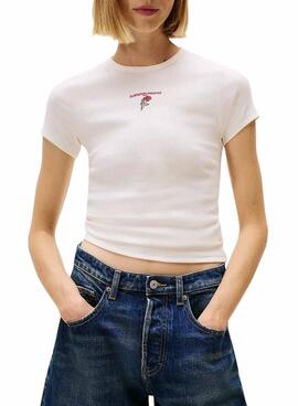 Camiseta Tommy Jeans Rose blanco para mujer
