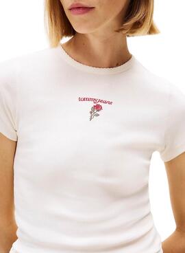 Camiseta Tommy Jeans Rose blanco para mujer
