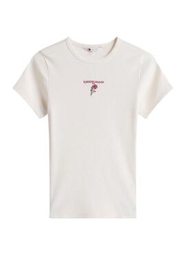 Camiseta Tommy Jeans Rose blanco para mujer
