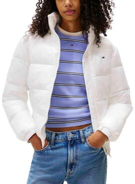 Cazadora acolchada Tommy Jeans Hidden Hood blanco para mujer