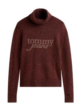 Jersey Tommy Jeans Turtleneck marrón para mujer