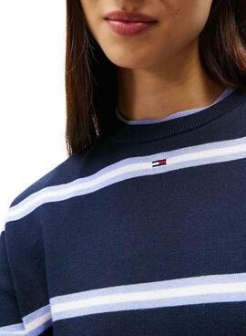 Jersey Tommy Jeans rayas azul marino para mujer