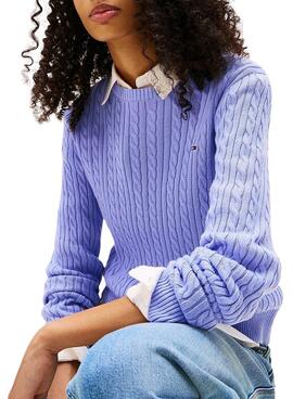 Jersey Tommy Jeans Cable azul para mujer
