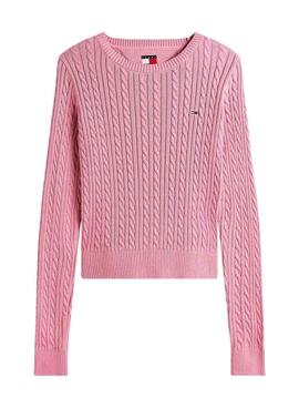 Jersey Tommy Jeans Cable rosa para mujer
