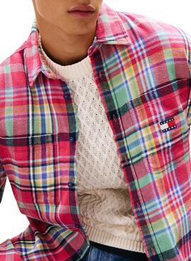 Sobrecamisa Tommy Jeans Utility Flannel rosa para hombre