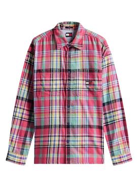 Sobrecamisa Tommy Jeans Utility Flannel rosa para hombre