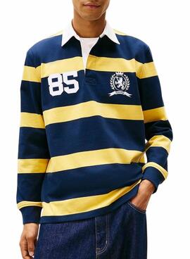 Polo Tommy Jeans Rugby azul e amarillo para hombre