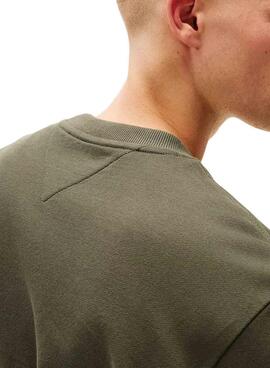Sudadera Tommy Jeans Crew Flag verde para hombre