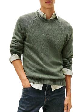 Jersey Tommy Jeans Slim Linear Logo verde para hombre