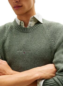 Jersey Tommy Jeans Slim Linear Logo verde para hombre