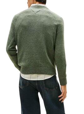 Jersey Tommy Jeans Slim Linear Logo verde para hombre