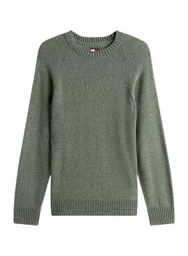 Jersey Tommy Jeans Slim Linear Logo verde para hombre