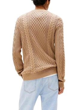 Jersey Tommy Jeans Cable beige para hombre