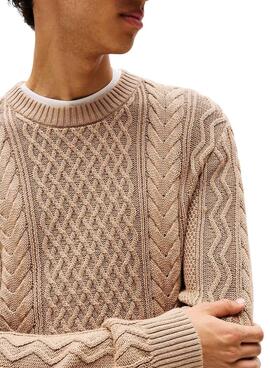 Jersey Tommy Jeans Cable beige para hombre