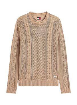 Jersey Tommy Jeans Cable beige para hombre