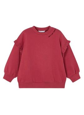 Sudadera Mayoral volantes granate para niña