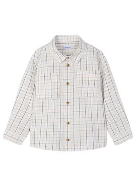 Camisa Mayoral cuadros blanco para niño