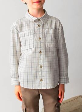 Camisa Mayoral cuadros blanco para niño