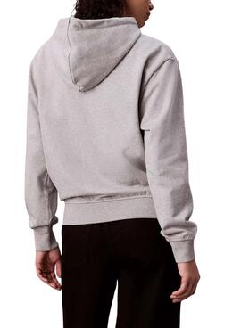 Sudadera Calvin Klein logo gris con capucha para mujer