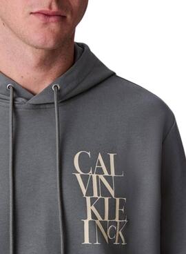 Sudadera Calvin Klein Line con capucha gris para hombre