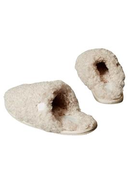 Zapatillas de casa Calvin Klein de borreguillo beige para mujer