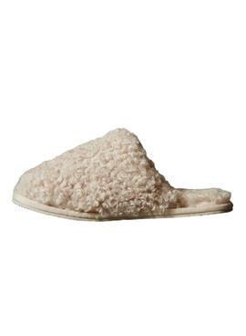 Zapatillas de casa Calvin Klein de borreguillo beige para mujer