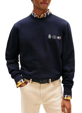 Sudadera Tommy Hilfiger Small Crest marino para hombre