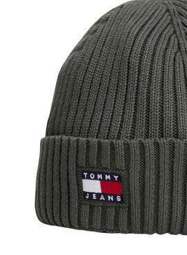 Gorro Tommy Jeans Heritage verde para hombre