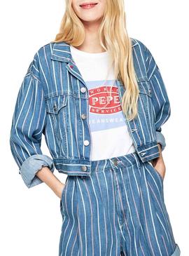 Cazadora Pepe Jeans Fern Stripe Denim Mujer