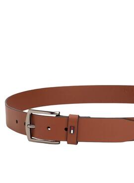 Cinturón Tommy Hilfiger de piel Denton con logo camel para hombre
