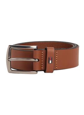 Cinturón Tommy Hilfiger de piel Denton con logo camel para hombre
