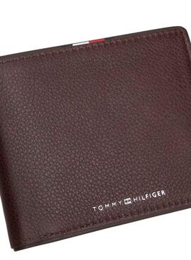 Cartera Tommy Hilfiger de piel plegable Corporate con monedero marrón para hombre