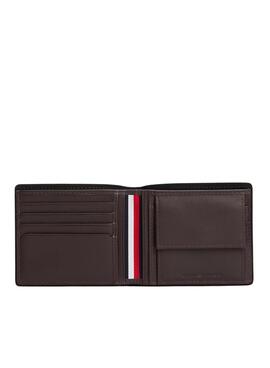 Cartera Tommy Hilfiger de piel plegable Corporate con monedero marrón para hombre