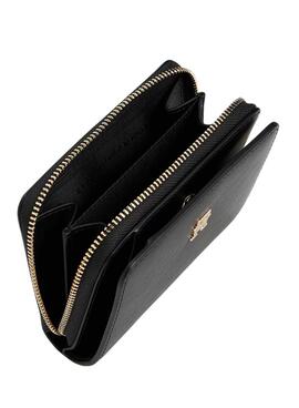 Cartera Tommy Hilfiger Icon negro con solapa para mujer