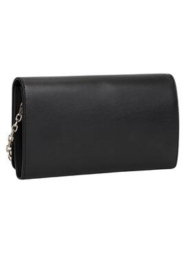 Cartera Tommy Hilfiger Icon con solapa y correa negro para mujer