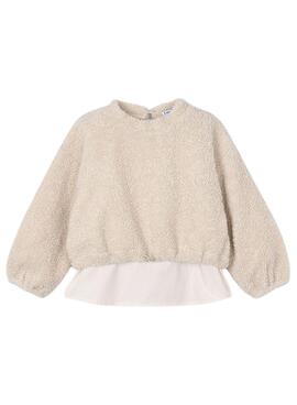 Sudadera Mayoral combinada borrego beige para niña