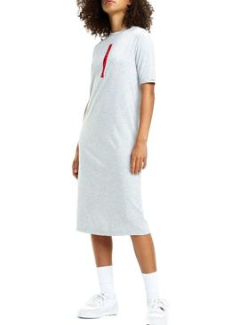 Vestido Tommy Jeans Midi T-Shirt Gris Mujer