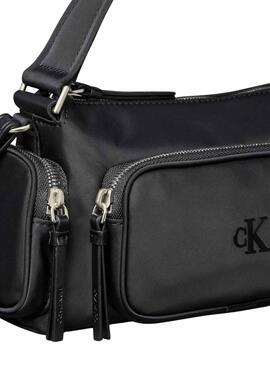 Bolso Calvin Klein bolsillos nailon satinado negro para mujer