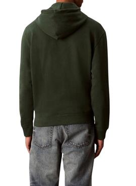 Sudadera Calvin Klein Monograma con capucha verde para hombre