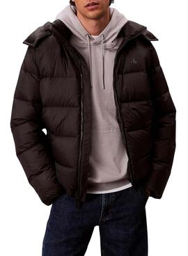 Chaqueta de plumas Calvin Klein con capucha negro para hombre