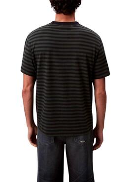 Camiseta Calvin Klein Monologo estampado de rayas verde para hombre