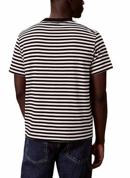 Camiseta Calvin Klein Monologo estampado de rayas negro para hombre