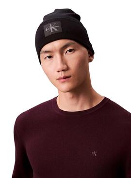 Gorro Calvin Klein Monologo Patch negro para hombre