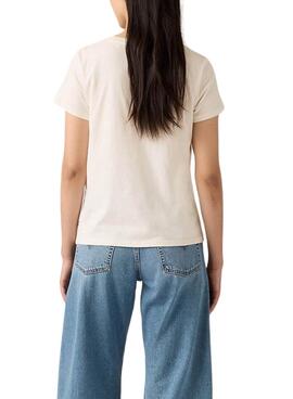 Camiseta Levis Perfect beige rosas para mujer