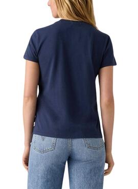Camiseta Levis Perfect azul logo flores para mujer