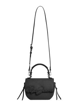 Bolso Pepe Jeans Amber logo con solapa negro para mujer