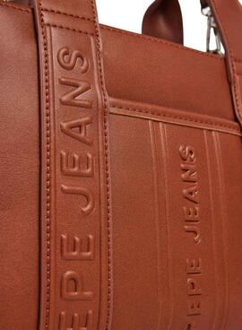 Bolso Pepe Jeans Zadie rectangular marrón para mujer
