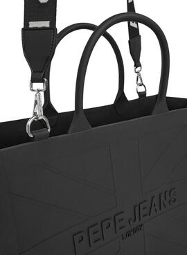 Bolso Pepe Jeans Gabrielle de goma negro para mujer