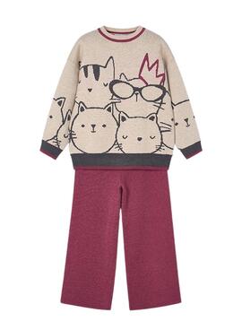Conjunto pantalón y jersey Mayoral granate niña